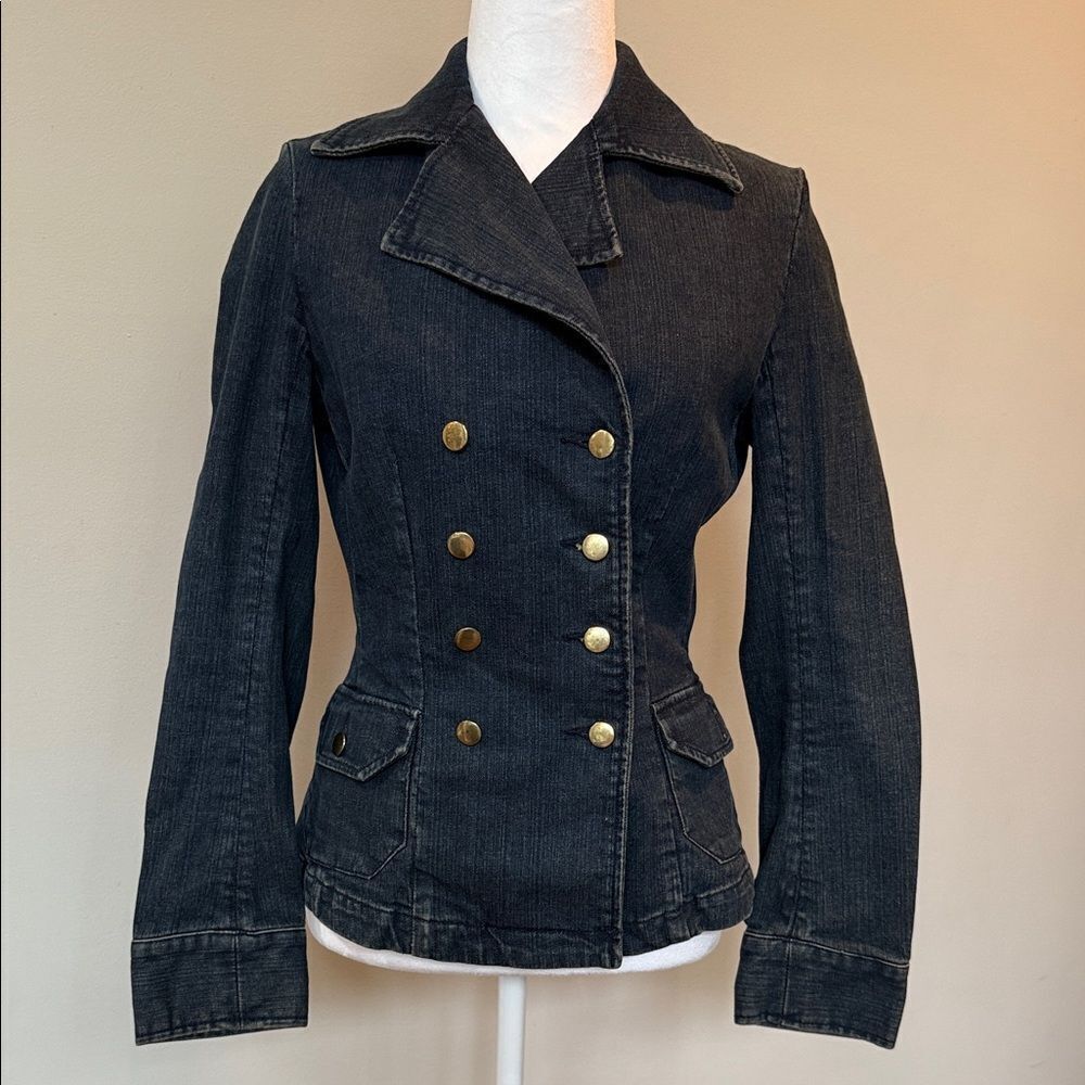 The Limited Dark Denim Jacket with Gold Buttons